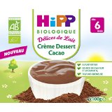 Hipp Biologique Délices de Lait Crème Dessert Cacao dès 6 mois 12 x 100 g - Lot de 2 (24 coupelles)