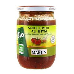 Sauce tomate bio au thym au miel et a l'huile d'olive