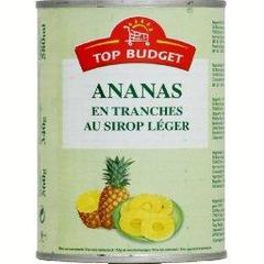Ananas tranches entieres au sirop leger, la boite, 580ml