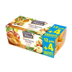Dessert fruitier pomme abricot Charles & Alice 12x100g