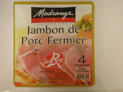 Jambon decouenne Label Rouge pur porc fermier MADRANGE, 4 tranches, 140g