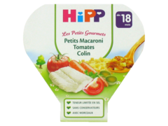 Assiettes bio pour bebe petits macaroni, tomates et colin HIPP, des 18 mois, 260g
