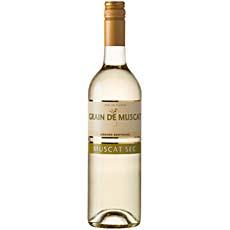 Vin blanc sec de pays d'Oc IGP GRAIN DE MUSCAT, bouteille de 75cl