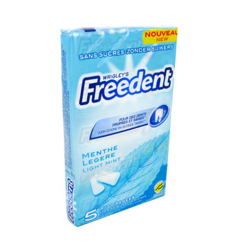 Freedent, Chewing gum gout menthe legere, le multipack de 5 paquets de 10 dragees, 70 gr