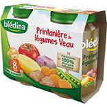 Petits pots pour bébé de printanière de légumes et veau BLEDINA, dès 8mois, 2x200g