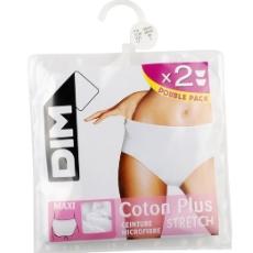 2 Slips maxi Coton Plus bio DIM, taille 48/50, blanc
