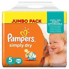 Pampers simply dry jumbo couches bébé t5 junior x66