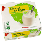 Auchan yaourt au lait entier saveur citron 4x125g
