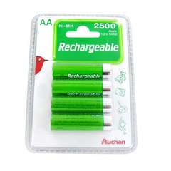 Auchan piles rechargeables high capacity HR06 2500 MAH x4