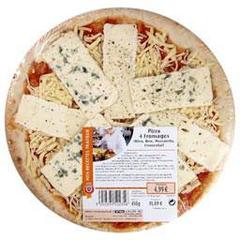 Pizza 4 fromages (bleu, brie, mozzarella et emmental), la pizza de 450g