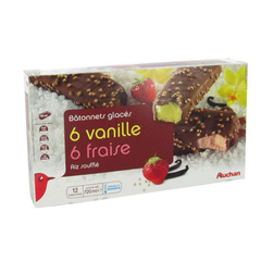 Auchan batonnets 6 vanille + 6 fraise 720ml