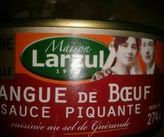 Larzul, Langue de bœuf sauce piquante, la boite de 274 gr