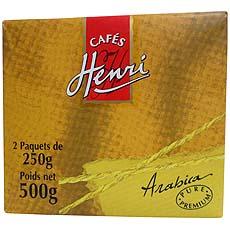 Cafe moulu arabica pure premium HENRI, 2x250g