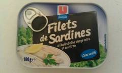 Filets de sardines a l'huile d'olive et citron U, 100g