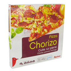 Auchan pizza chorizo cuite sur pierre 400g