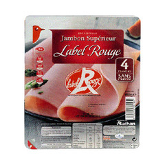 Jambon cuit superieur Label Rouge - 4 tranches Decouenne degraisse.