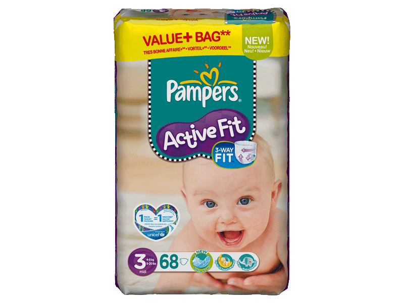 Pampers active fit value + midi change x68 taille 3