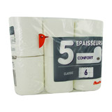 papier toilette confort 5 epaisseurs x6 auchan