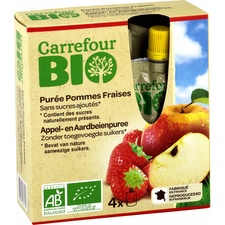 Compotes pommes fraises s/sucres ajoutés Carrefour Bio