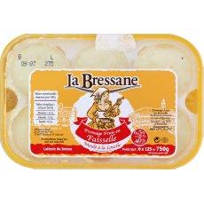 Fromage frais en faisselle au lait pasteurise LA BRESSANE, 6,5%MG, 6x125g