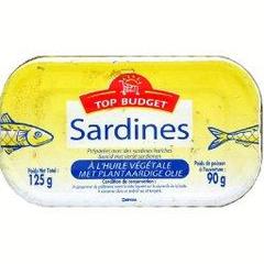 Sardines a l'huile vegetale, 3 x 125g,375g