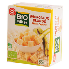 Sucre pure canne Bio Village Morceaux blonds boite 500g