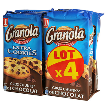 Granola extra cookies chocolat au lait 4x184g