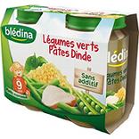 Blédina légumes verts pâtes dinde 2x200g dès 9 mois