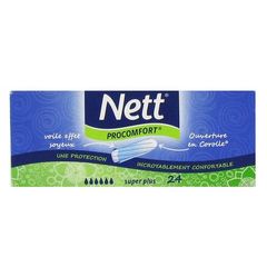 Tampons hygieniques sans applicateur super + NETT Pro Confort, 24 unites