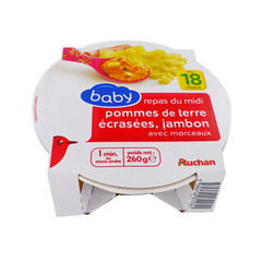 Auchan baby assiette ecrase de pdt jambon 260g des 18 mois