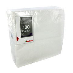 Serviettes blanches en papier - 100 serviettes