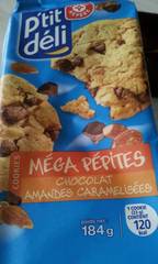 Cookies Mega pepites P'tit Deli Choco amandes caramelisees 184g