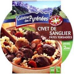 Cuisine des Pyrenees, Civet de sanglier aux pates torsadees, la barquette de 300g