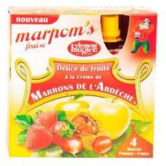 Clement faugier, Marpom's fraise, creme de marrons, compote de pomme et fraise a boire , le pack de 4 gourdes, 340 gr