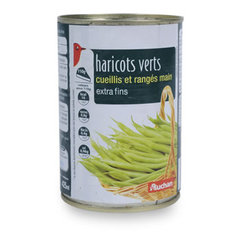 Auchan haricots verts extra fins cueillis & ranges main 220g