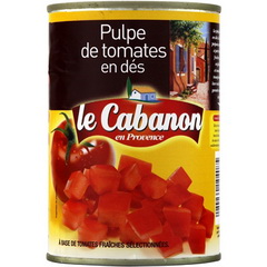 Pulpe de tomates en des, a base de tomates fraiches