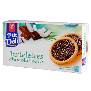 Tartelettes P'tit Deli Chocolat noix de coco 125g