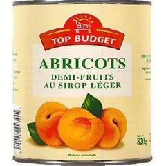 Abricots demi-fruits au sirop leger, la boite, 850ml