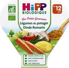 Hipp Biologique Les Petits Gourmets Légumes du Potager Dinde Romarin dès 12 mois - 6 assiettes de 230 g