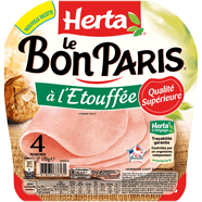 Herta Le Bon Paris - Jambon qualité supérieure à l'étouffée la barquette de 4 tranches - 170 g