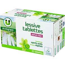 Lessive en tablettes parfum lilas U Ecologique, 32 unites, 1,08kg
