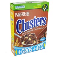 Cluster Chocolat, melange de petales de cereales au chocolat au lait, le paquet de 400g