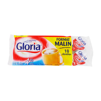 Gloria lait concentré non sucré 1/2écrémé dose x10 -75g