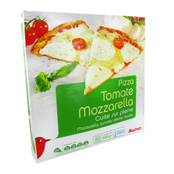 Auchan pizza tomate mozzarella cuite sur pierre 400g