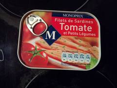 Filets de sardines à la sauce tomate et au petis légumes, sans arête