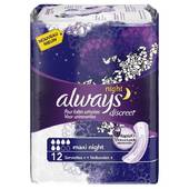 Always discreet serviettes incontinence maxi night X12
