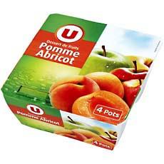 Dessert de fruits pomme abricot U, 4x100g