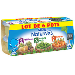 Petits pots Naturnes carottes Har. verts artichauts 6x200g