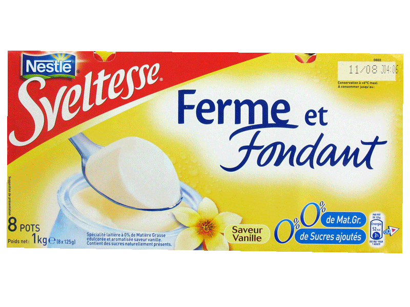 Yaourt maigre saveur vanille Ferme & Fondant SVELTESSE, 0%MG, 8x125g