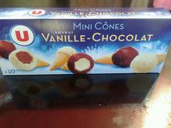 Mini cones glaces vanille chocolat U, 10x25ml
